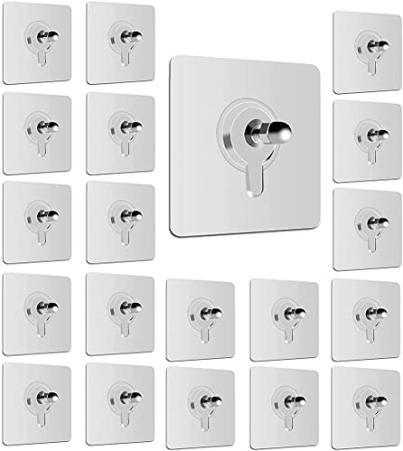 20 ganchos adhesivos transparentes reutilizables, impermeables, inoxidables, para pared, albornoces, puertas, ganchos para techo, autoadhesivos, sin costuras.Ganchos De Pared Doble Cara