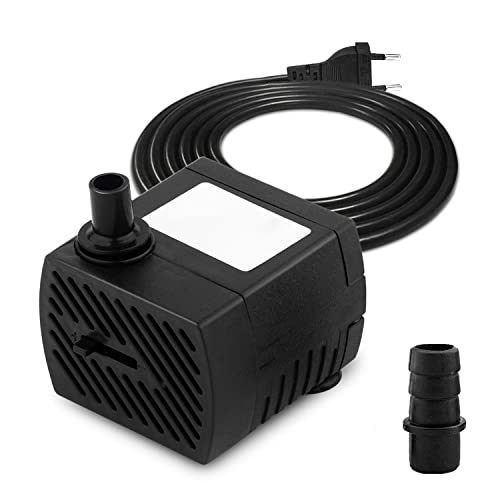CAM2 Mini bombas de agua,ultra silenciosas,para acuario,con cable de alimentación de 1.5m,350L/h,5W,bomba sumergible pequeña,para fuente de fuente,2 boquillas para acuario,estanque,jardín,fuente
