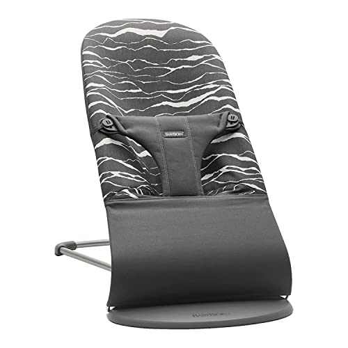 BabyBjörn Hamaca Bliss, Bastidor gris oscuro, Algodón, Antracita/Estampado paisaje