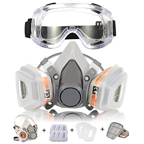 Zelbuck 107 Cubierta de la Cara Cubierta de Polvo Reutilizable con Doble Filtro para Pintura, Polvo, Productos Químicos, Lijado a Máquina, Formaldehído