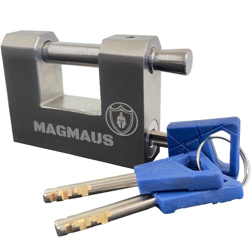 Magmaus® RTL/70 [No se oxida] Candado exterior muy resistente con 3 llaves [Alta Seguridad] [Acero Inoxidable] resistentes al clima - Ideal para contenedor, cobertizo, cadena, puerta, garaje (70 mm)