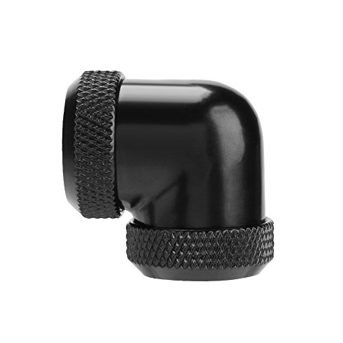 Accesorio de Tubo de PVC Codo de 90 Grados 14 mm OD G1/4 Tubo Doble DIY Codo rápido de 90 °(Negro)