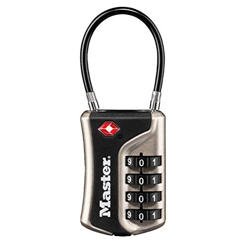 Master Lock 4697EURDNKL Candado para Equipaje Aprobado por la TSA con Combinación, Níquel, 9.3 x 3.6 x 1.5 cm