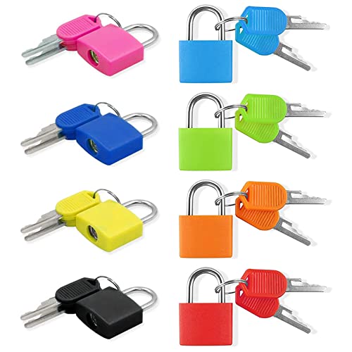 Candado Colores Con Llave 8pcs Mini Candado Maleta Viaje Colorido Candado Pequeño Candados para Equipaje Candado Taquilla Llave para Viajes Maleta Mochila Gimnasio Archivadores(8 Colores)