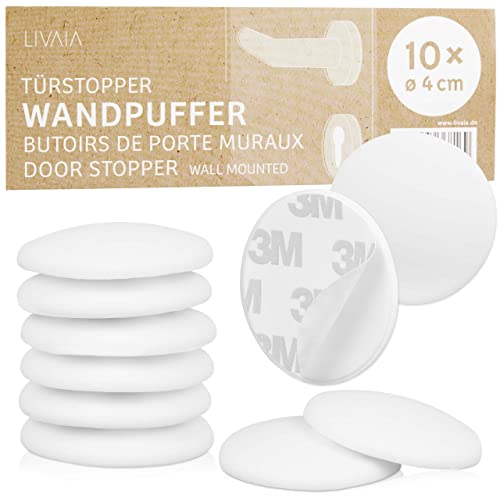 Set de protectores de puerta para pared blanco: 10x topes de puertas y ventanas adhesivos de 4 cm - topes de ventana - protector para picaporte LIVAIA