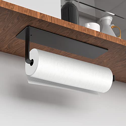 Drucilla Portarollos Cocina, Portarrollos Cocina Papel Adhesivo, Acero Inoxidable Soporte Papel Cocina para Baño, Porta Rollos Papel Cocina Pared, Sin Taladrar Soporte Rollo de Cocina, Negro, 26cm