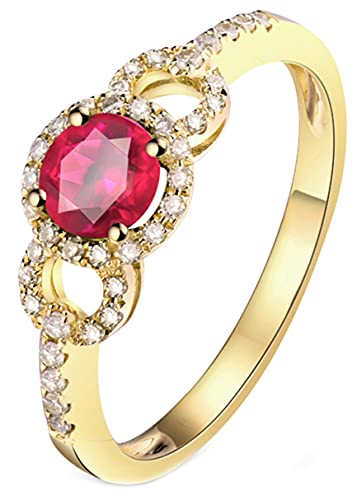 AmDxD no-metal-stamp (Fashion only) oro amarillo 18 ct Round Brilliant Ruby