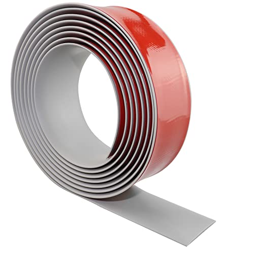 Tira de umbral adhesiva perfil de transición plano tira de transición de piso umbral de puerta perfil PVC para suelo laminado (200×5cm, gris)