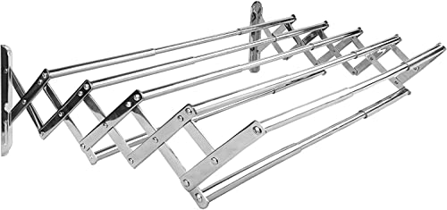 Tendedero Extensible de Pared en Acero Inoxidable 42-70 cm Ancho Cromado