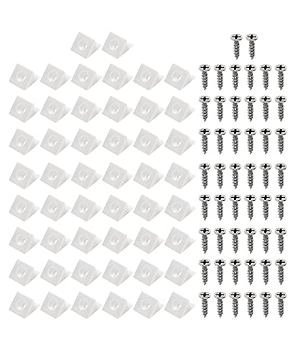 50 Piezas Cuñas de Reparación Soporte Fijación, Cuñas de Cajón,Cuñas Estabilizadores Posterior Plana Estabilizadores con Tornillos, Cuñas de Inferior Cajón Plastico para Cajones y Muebles