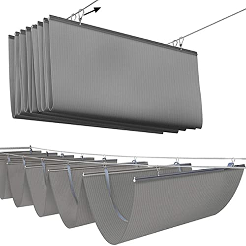 Toldo Ondulado Gris,Cubierta de Sombra Extensible,Toldo Permeable en Forma de U,Cubierta de Sombra Anti-UV 90%,Tela de Toldo,con Kit de Montaje,para Techos de Patio (1.3x4m/4.2x13ft)