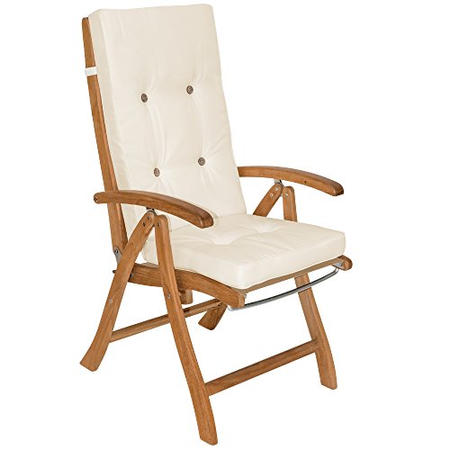 Detex 6X Cojines con Respaldo para Sillas de Jardín Vanamo 120x45x5cm Almohadilla para Asiento Exterior Crema