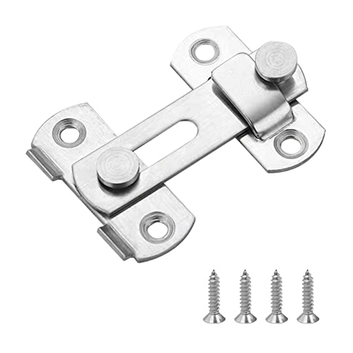Cerradura de acero Inoxidable,Pestillo de Puerta de 180 grados Cerradura de Puerta Corredera Hebillas de Pestillo,Para Puertas de Mascotas, Muebles de Gabinetes, Pestillos de Ventanas,Baño (Plateado)