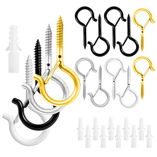 10 Piezas Ganchos de Techo, Ganchos de Tornillo con Hebilla, Gancho de Tornillo de Metal, Colgar Luces Ganchos de Tornillo, para Colgar Tazas, Macetas, Luces, Toallas de Cocina