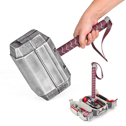 Thor Hammer - Maletín de herramientas de metal auténtico de 29 piezas para bricolaje y carpintería, regalo marvel para hombres