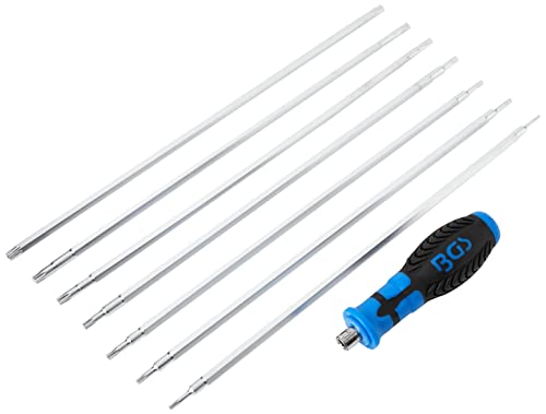 BGS 2326 | Juego de destornilladores con puntas intercambiables | perfil en T (para Torx) / T-Star (para Torx Plus) con perforación | 8 piezas