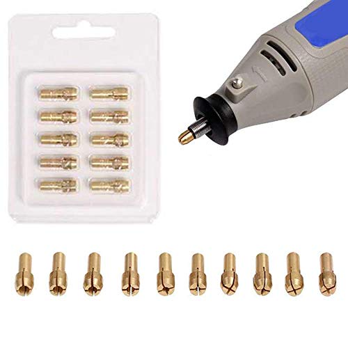 10 piezas de latón para taladro de precisión de 0,5 – 3,2 mm de latón para herramientas rotativas Dremel para recoger portabrocas titular eléctrico taladro de molienda