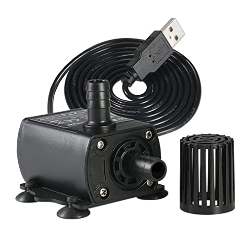 Bomba Agua Sumergible USB, Bomba de Agua Sumergible Acuario y Pecera, Bomba Agua Pequeña Automatica, Acuarios Accesorios Mini Filtro Pecera Fuente Agua Estanque Decorativa Silenciosa DC 5V 250L/H 2.4W
