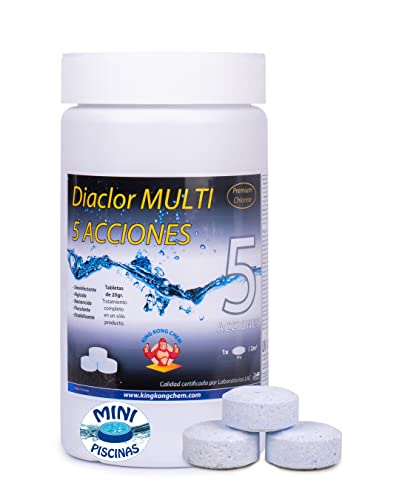 Cloro Diaclor 5 acciones Especial Mini Piscinas (20 gr - 3 cm Diametro) - SIN Cobre -