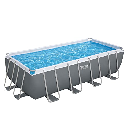BESTWAY Piscina Desmontable Tubular Power Steel Rectangular 488x244x122 cm Gris