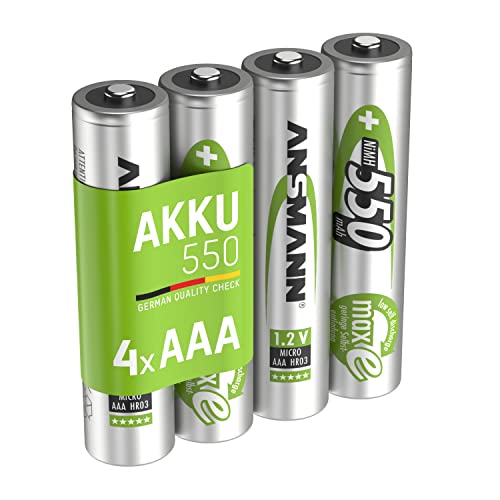 Ansmann 5030772 - Pack de 4 Pilas Recargables (AAA, 550 mAh, NiMH)