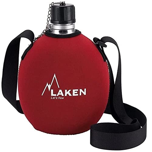 LAKEN Clásica, Cantimplora de Aluminio con Fonda de Neoppreno, Rojo, 1 L