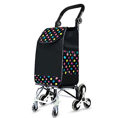 JTYX Carro de la Compra, Carro de la Compra Plegable Ligero, Marco de aleación de Aluminio, Carro para Escalar escaleras con 8 Ruedas y Bolsa Desmontable