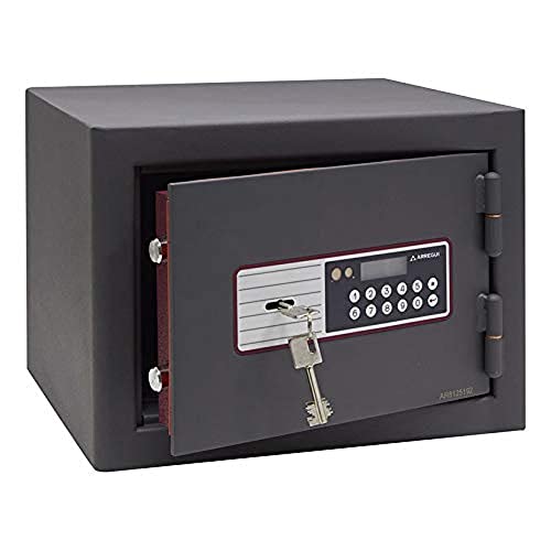 ARREGUI Supra 240040-IG Caja fuerte ignífuga con llave y codigo | Caja seguridad, apertura con teclado y con llave | Caja fuerte electronica para casa, doble seguridad | 28 x 38 x 34,5 cm | 15 L