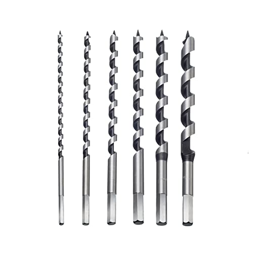 HPMAISON Broca de barrena, 6 piezas de brocas hexagonales de 230 mm, juego de brocas en espiral de acero inoxidable con 6 mm, 8 mm, 10 mm, 12 mm, 14 mm, 16 mm