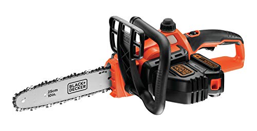 BLACK+DECKER GKC1825L20 Motosierra a batería 18V 2 Ah Espada 25 cm Diseño ergonómico Sistema de aceite sin fugas, Color Negro, Naranja, Tamaño Único
