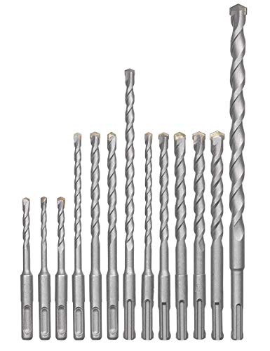 KWB | Juego de brocas para martillo SDS-Plus, juego de brocas para piedra , hormigón y porcelanaico de 12 piezas en estuche de plástico