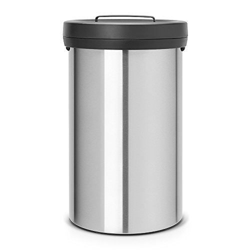 Brabantia 402043 - Cubo de basura, 60 L, tapa negra, acero mate anti-huella