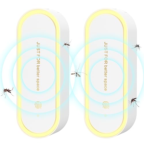 Repelente Ultrasónico de Plagas, 2 Pack LED Luz Nocturna Electrónico Repelente Mosquitos Insectos Control para Interiores, Antimosquitos Electrónico para Ratones, Arañas, Cucarachas, Moscas, Blanco