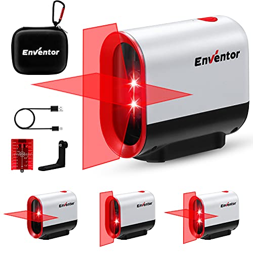 Nivel Láser Rojo de 35M, Nivel Láser Autonivelante ENVENTOR, 3 Modos(Autonivelación, Manual y de Pulso), Montaje Magnético de Base de 360°, Carga USB y Batería de Litio, IP54, Alta Precisione