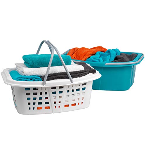 Beldray LA030450TQ Colada Plástico, 26 litros LA030450TQ-Cestas para la Ropa, Asas, Juego de Dos, Turquesa, Conjunto de 2 cestas