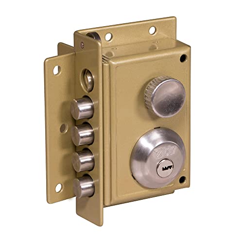 BTV | Cerrojo Con LLave para Puertas de Apertura Izquierda | Cerradura Puerta Interior Fabricado en Acero | Modelo Onix Acabado en Pintura Epoxi Dorada