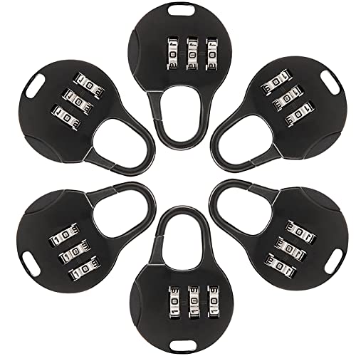 6 Piezas Candado Pequeño Combinacion, Candados de Código Mini de 3 Dígitos, Candado Contraseña Pequeña, Candado de Codigo Pequeño, Combinación Candado para Gimnasios Maletas Casilleros Mochilas Negro