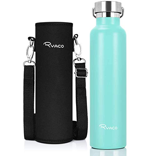 Ryaco Botella de Agua aislada al vacío de Acero Inoxidable 560ml 750ml 1000ml, diseño de Pared Doble para Mantener Sus Bebidas Caliente y Fría, Sin BPA, Ideal Botella de Agua Deportiva
