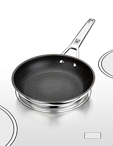 BRA Connect Sartén acero inoxidable con antiadherente Profile y tecnología Bi-Clad, apta para todo tipo de cocinas incluida inducción, libre de PFOA, 24 cm, Aluminio Fundido