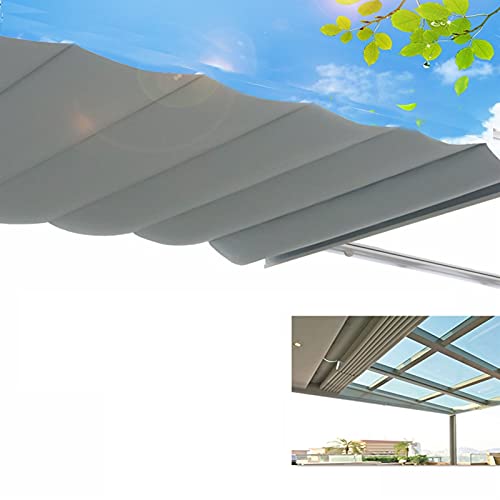 AOTNZ Retráctil Techo Velas De Sombra Onduladas, Cortina Al Aire Libre Anti-UV Impermeable Sombrilla Tela para Patio Toldo Cubierta De Pérgola Poliéster, 56 Tamaños (Color : Gray, Size : 1.05x3m)