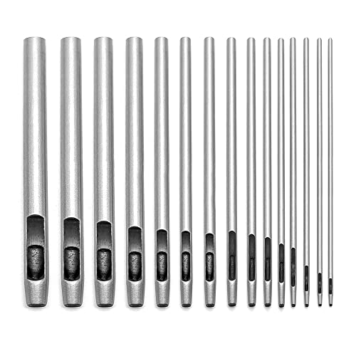 YDHfdc Perforadores de Cuero 15 Pcs Punzón Hueco Redondo 0.5-6mm Herramienta de Hueco de Perforación Punzón para Correas de Cuero Correa de Lona Ojal de Papel Plástico