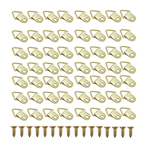 MYLERCT 50 piezas Adhesivos para Colgar Cuadros, Dorado Colgador de Cuadros con 50 piezas Tornillos Dorados, Ganchos para Cuadros Ampliamente Utilizados en Colgar Cuadros, Fija Cuadros