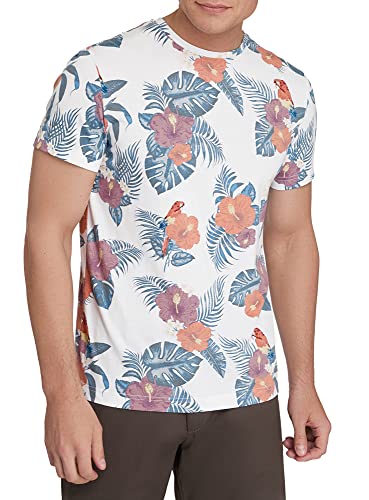 oodji Ultra Hombre Camiseta de Algodón con Estampado, Blanco, XL