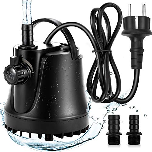 AQQA Bomba de agua sumergible, 1500L/H bomba de agua de acuario ultra silenciosa,estanque de fuente de tanque de peces de alta elevación