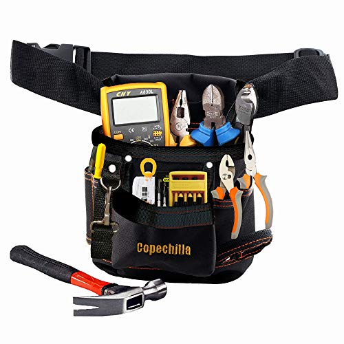 Copechilla bolsa herramientas negro con cinturón ajustada,resistente y profesional,Material lona oxford espesado,para electricistas, técnicos…
