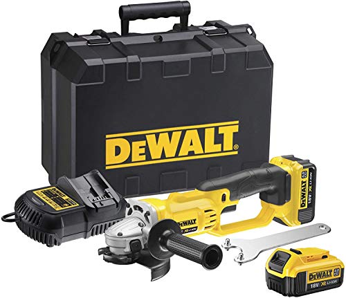 DeWalt DCG412M2-QW Mini-Amoladora XR 18V 125 mm con 2 baterías Li-Ion 4, 9 W, 18 V, Gris y negro