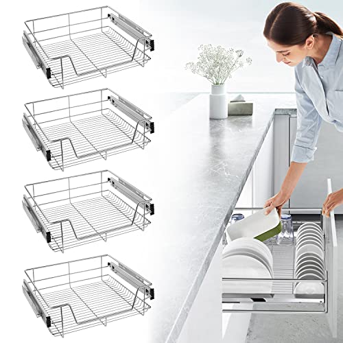 TRMLBE 4X Cajón Telescópico 60 cm Bandeja Extraible Armario Mueble de Cocina Organizador Interior Cajón de Dormitorio Estante de Cocina con Cajones Extraíbles Carga Máx 20 kg