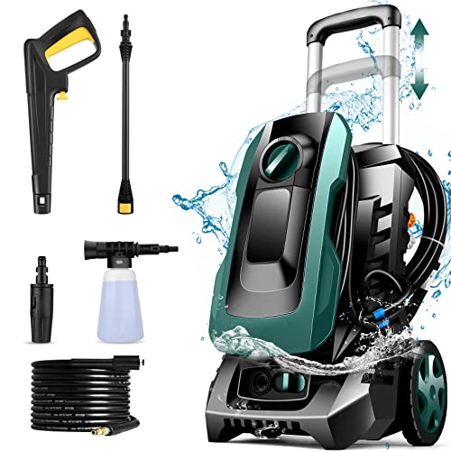 COOCHEER Lavadora de Alta presión presión presión 160 Bar máx, caudal 480 l/h, 2000 W, Manguera de 5 m, para Limpiar Coches, Cubiertas, Patios