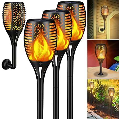 Lafhome Llama Luz Solar de Exterior, 4 Piezas Luces Solares de Llama con IP65 Impermeable, Lámpara Solar de Jardín con Llamas Realistas, Luz Cálida para Jardín Camino de Entrada