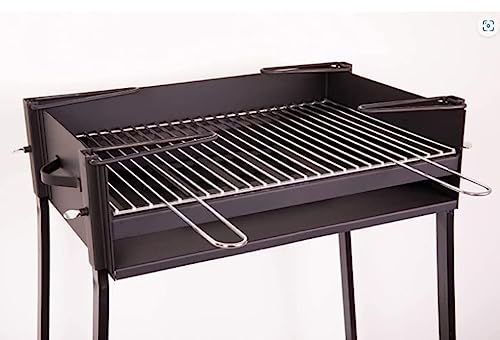BARBACOA 40 * 60 CM PORTATIL DE LEÑA Y CARBON con Soporte para PAELLERA Ideal Camping Y Playa